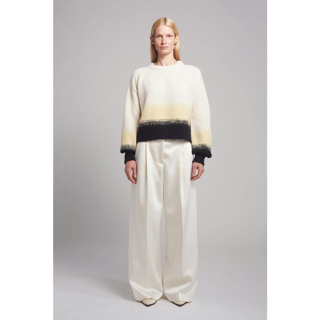 SONIA COLOR-BLOCK SWEATER | IVORY/BUTTER/BLACK