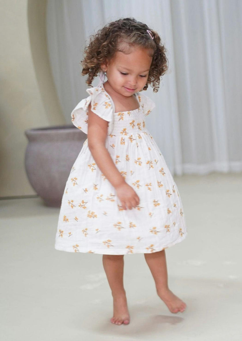 Haven | Organic Muslin Flare Dress | Ecru