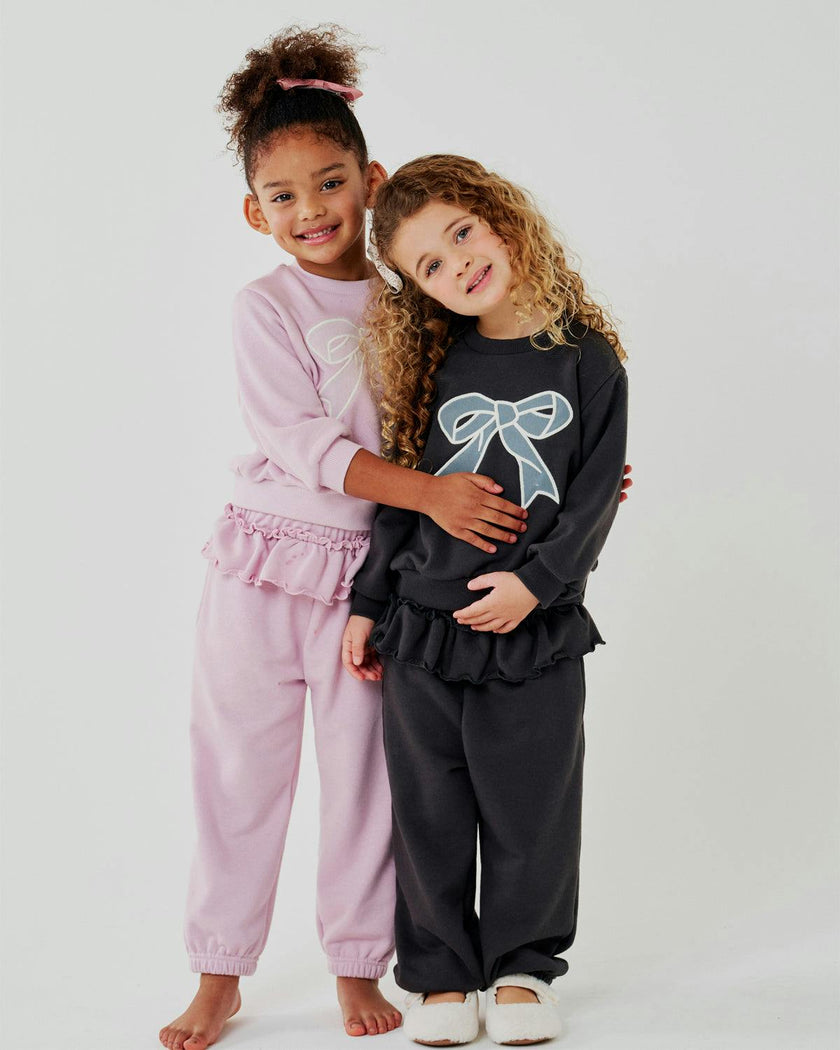 Lace Bow Sweatshirt Set