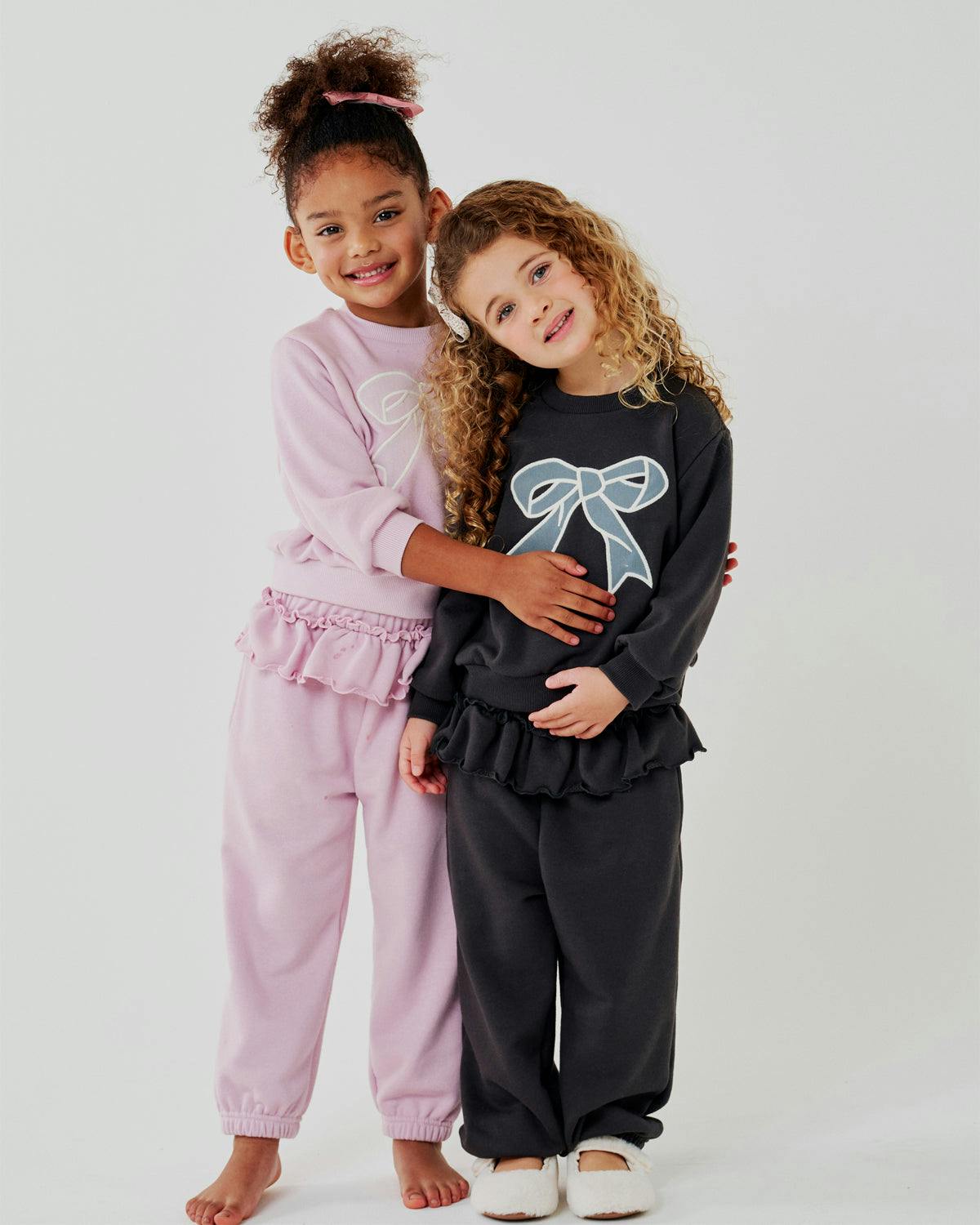Lace Bow Sweatshirt Set