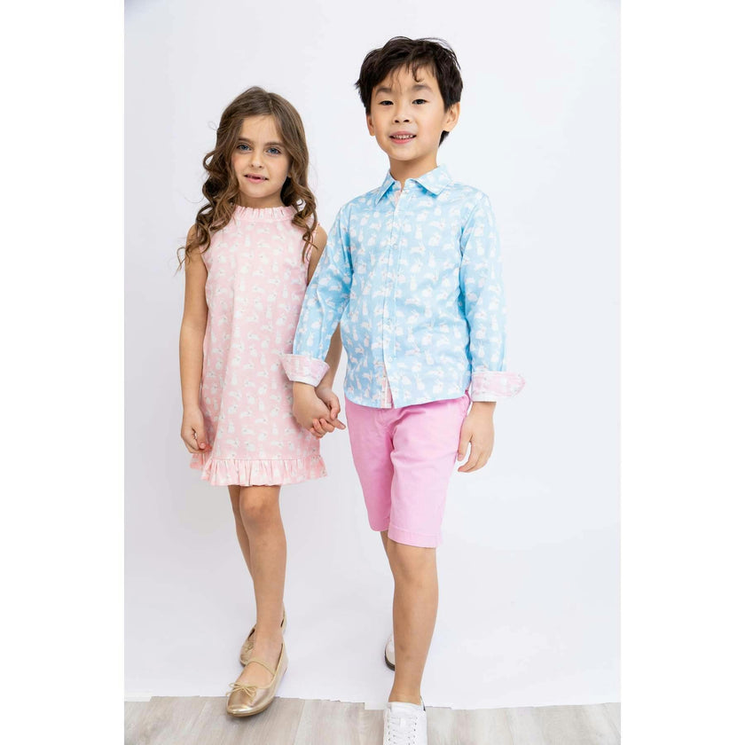 Bunnies in Blue Shirt in Long Sleeves
