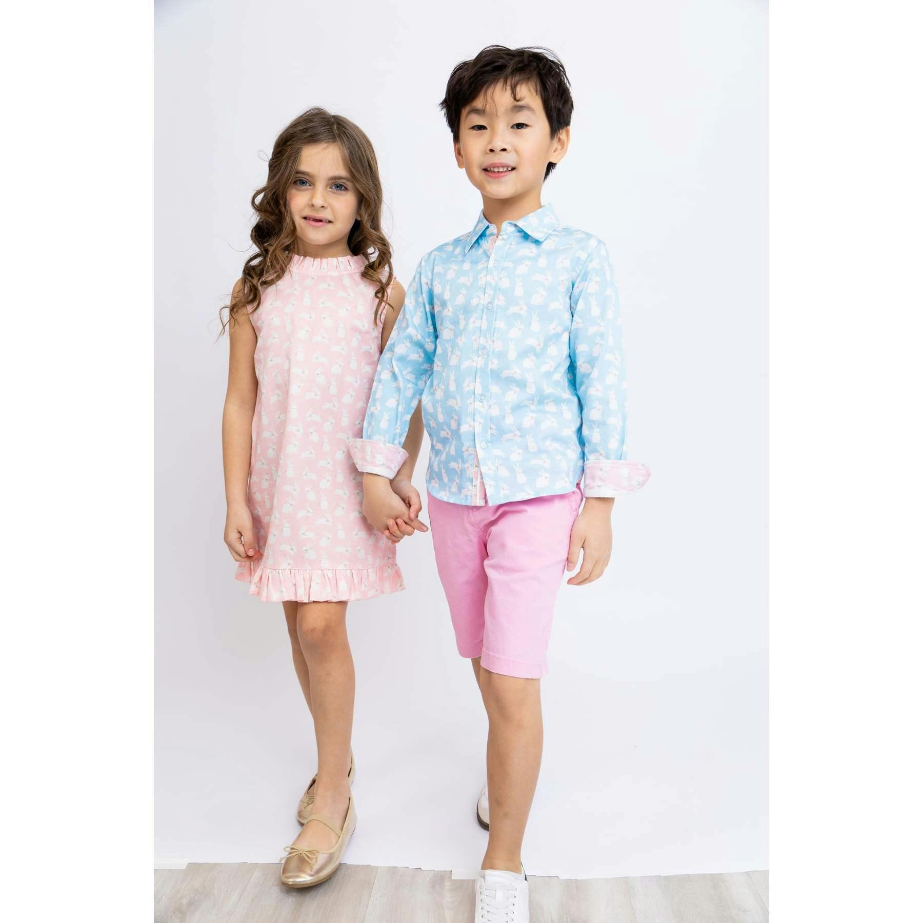 Bunnies in Blue Shirt in Long Sleeves