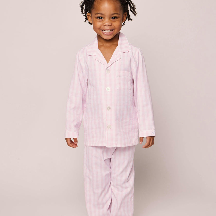 Kid's Twill Pajama Set in Pink Gingham