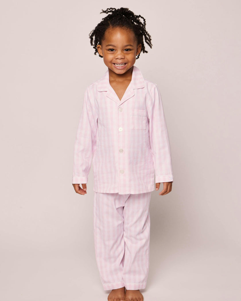 Kid's Twill Pajama Set in Pink Gingham