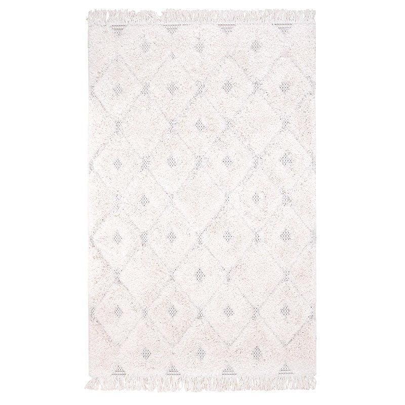 Homy Velvet Flat Woven Dotted Fringed Rectangular Rug