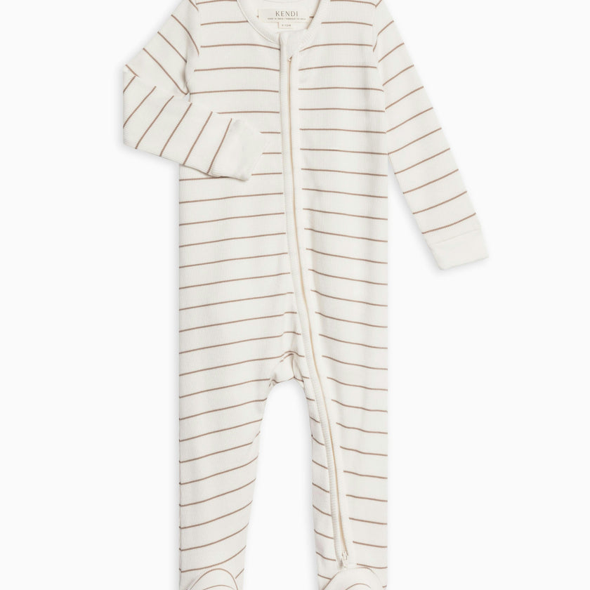 Kit Ribbed Zipper Sleeper Dario Stripe/Oat