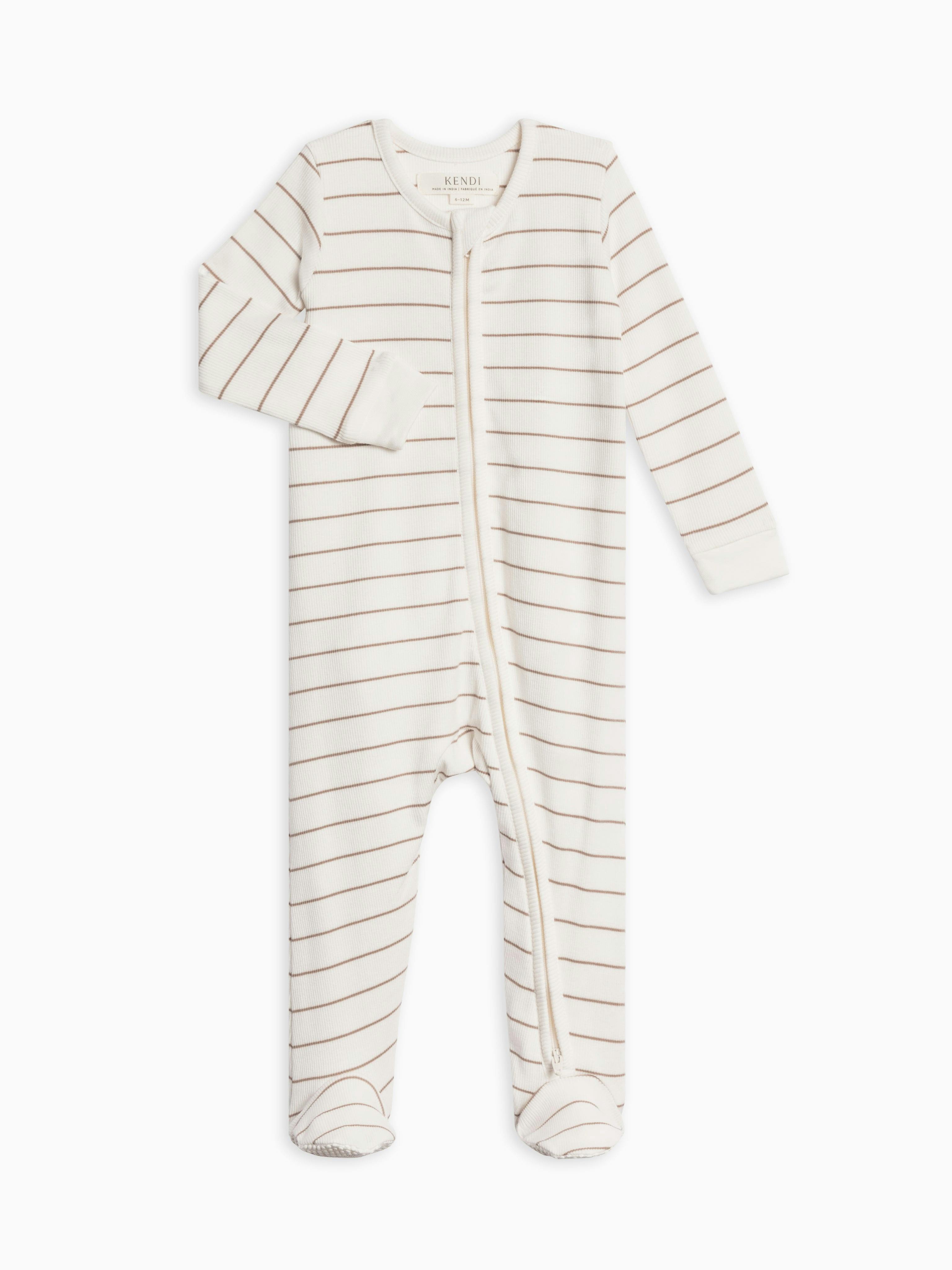 Kit Ribbed Zipper Sleeper Dario Stripe/Oat