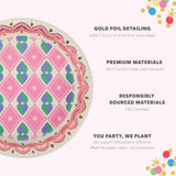 Packed Party Circus Soiree Dinner Plates 10ct - Gold Foil Colorful Party Dinner Plates, 10 Inch, 400 GSM for Circus and Carnival Celebrations