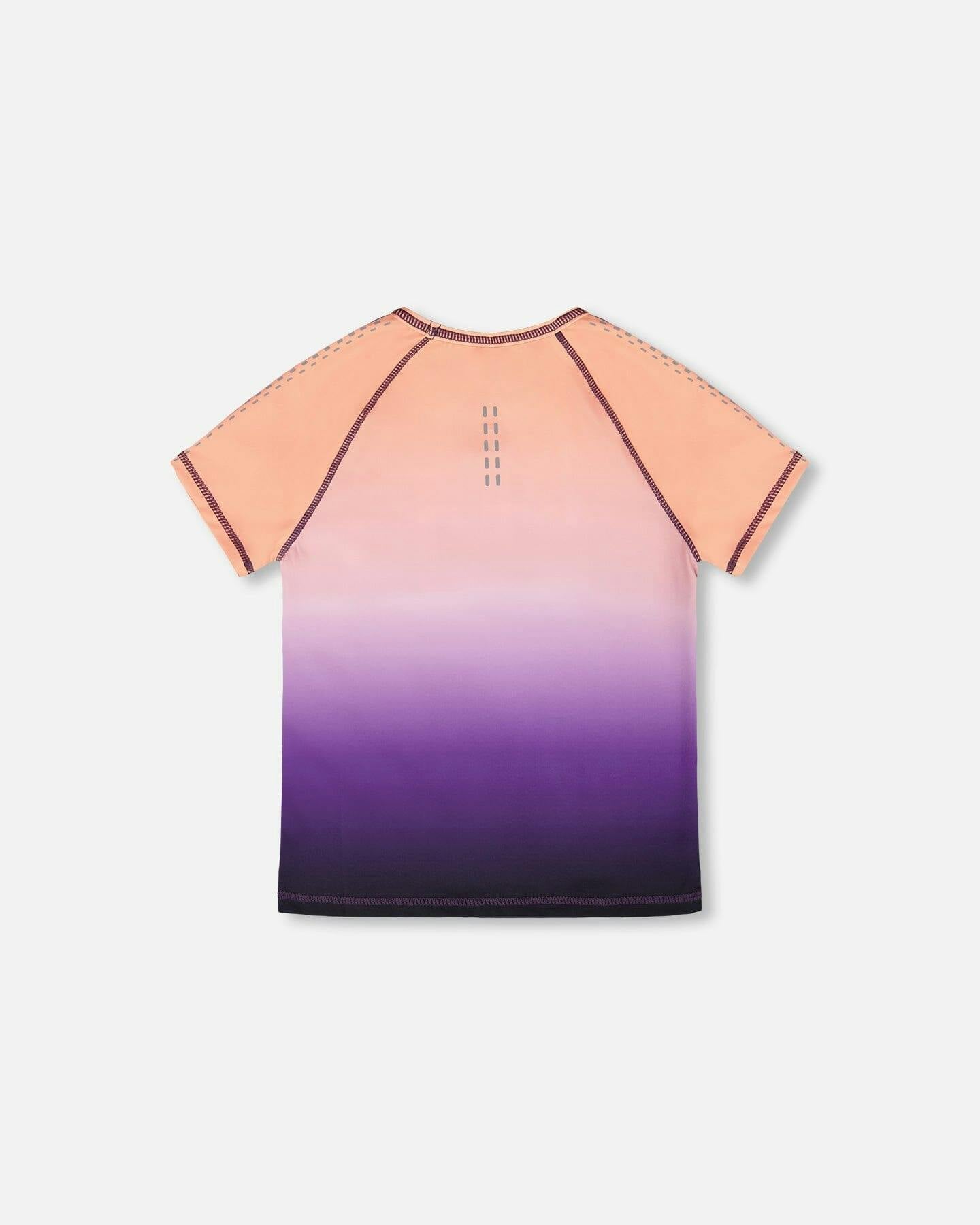 Athletic Short Sleeve Top In Recycled Polyester Pink To Black Gradient