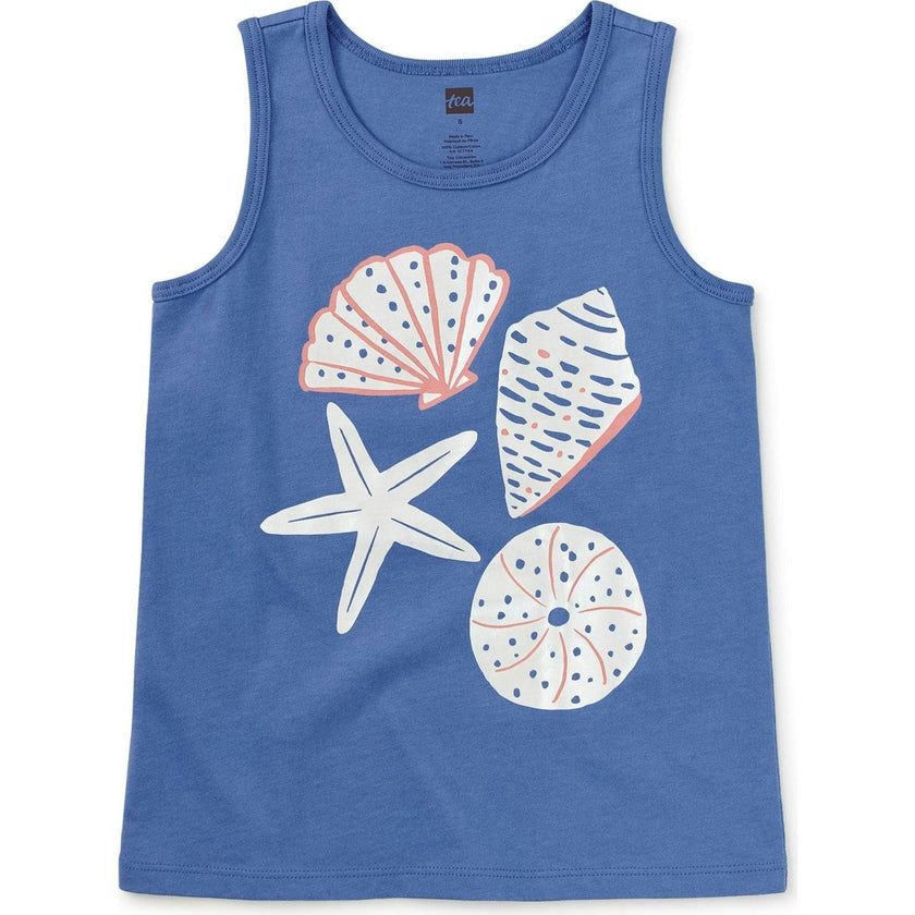 Shimmery Shells Tank Top, Blue