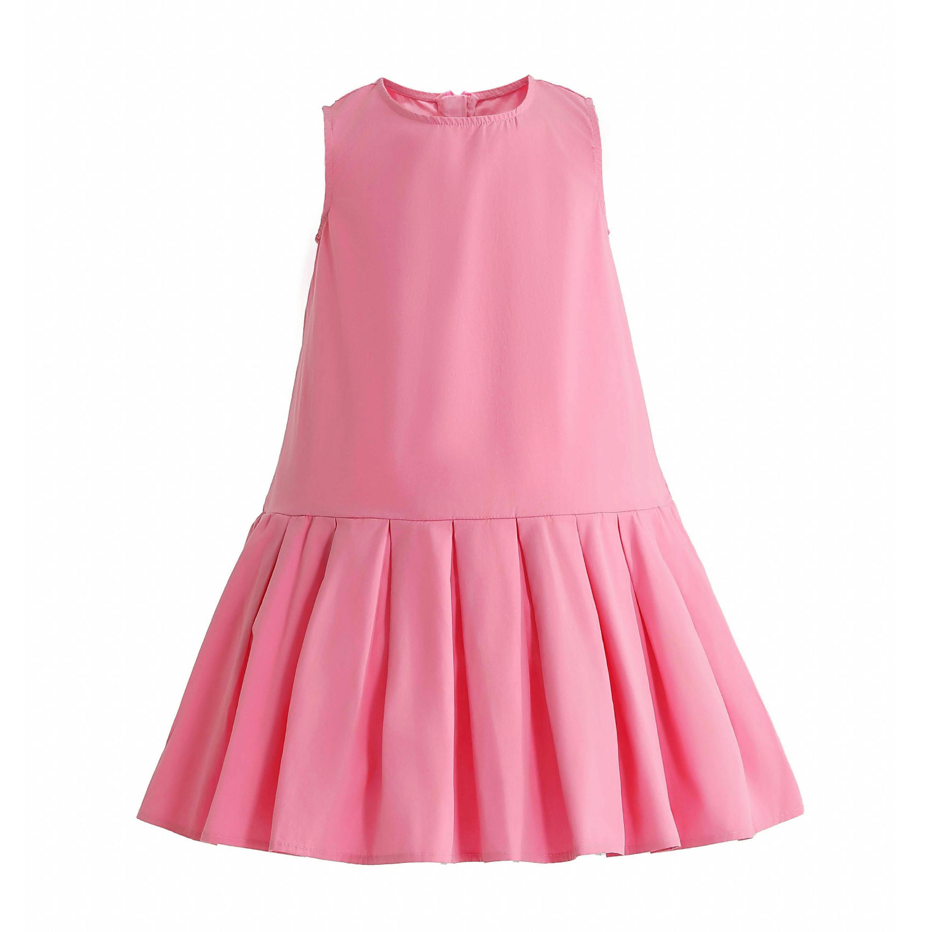 Pink Zariah Bow Back Pleated Dress