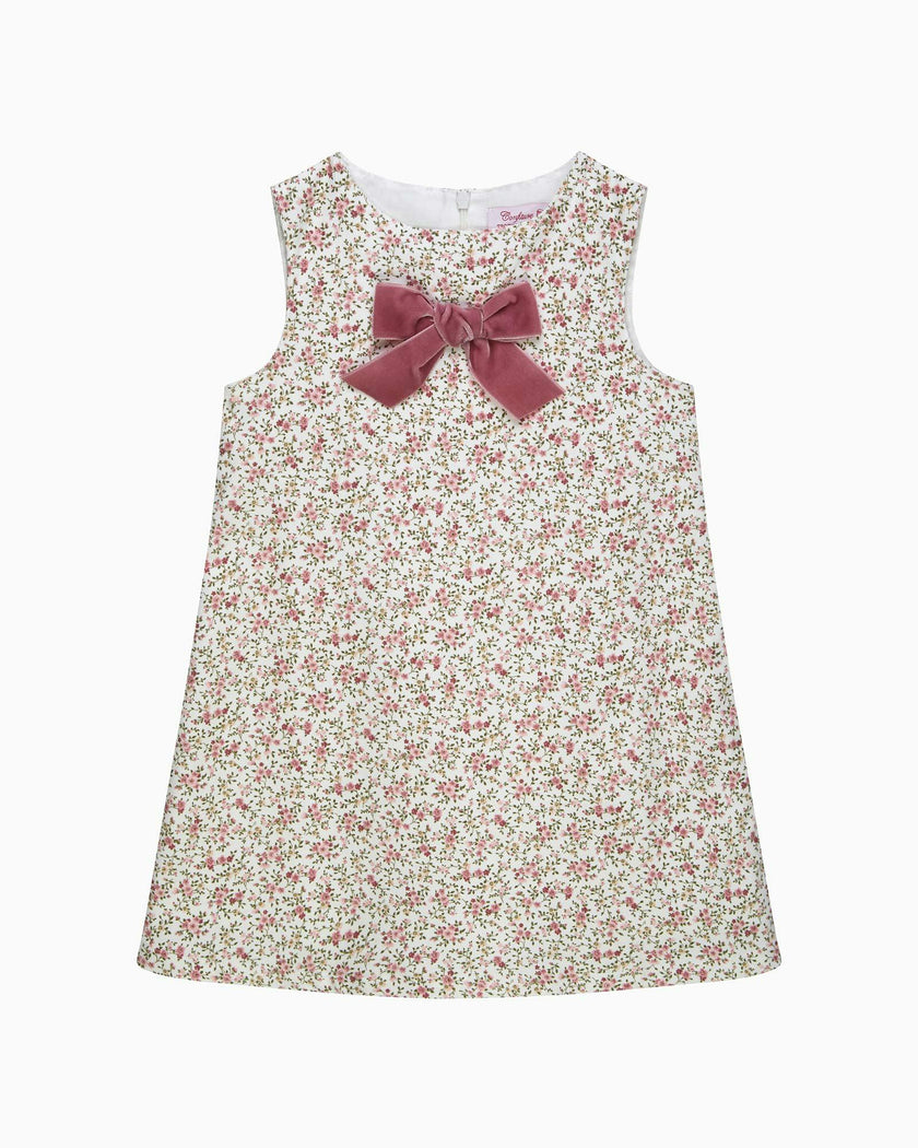 Cord Ditsy Floral Pinafore in Pink