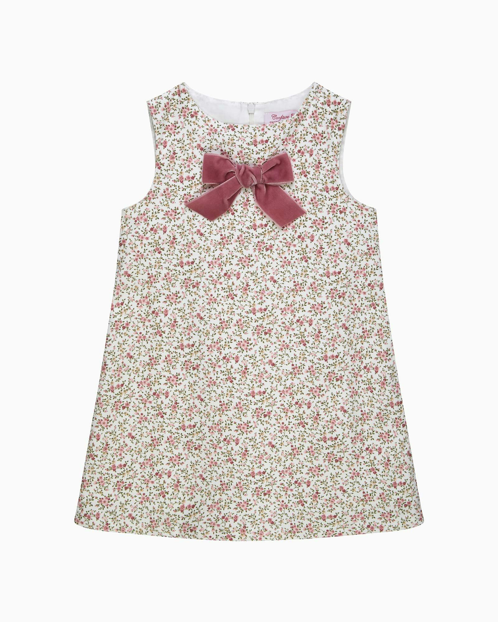 Cord Ditsy Floral Pinafore in Pink
