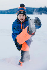 Two Piece Play Snowsuit Navy Blue and Orange with Orange Pants