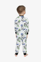 Organic Cotton One Piece Pajama Beige Raccoon Print