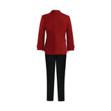 Red Velvet Suit with Black Accents
