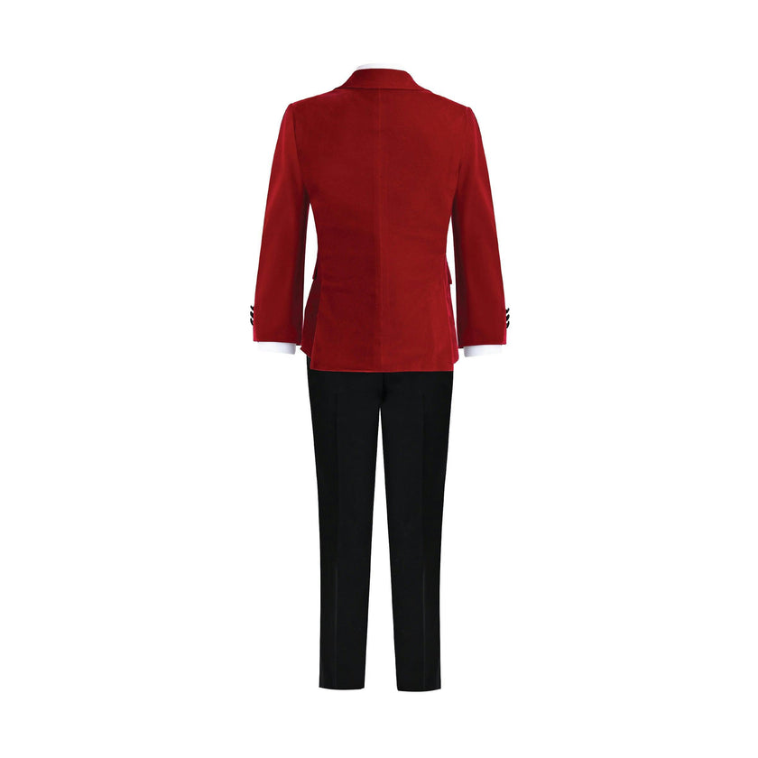 Red Velvet Suit with Black Accents