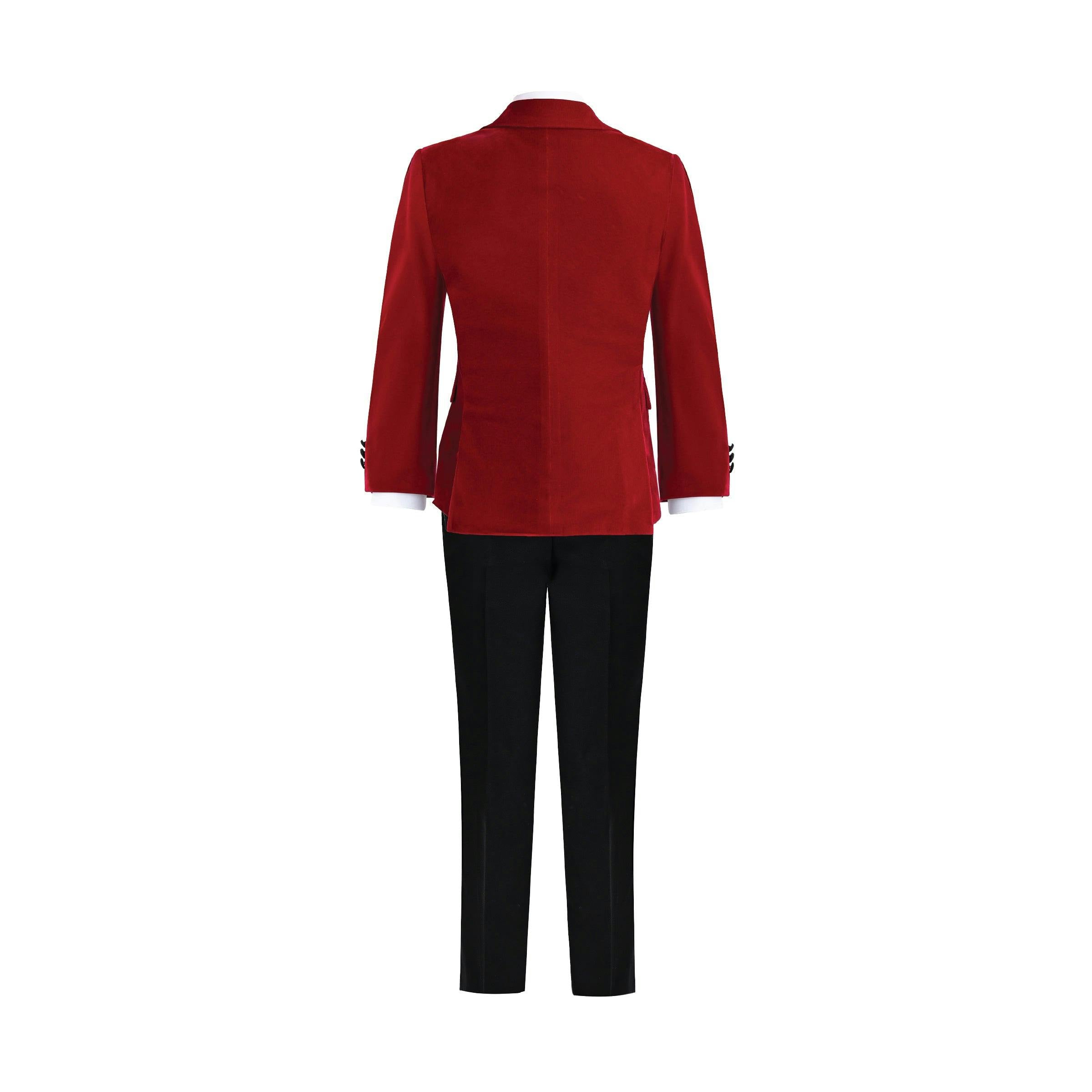 Red Velvet Suit with Black Accents