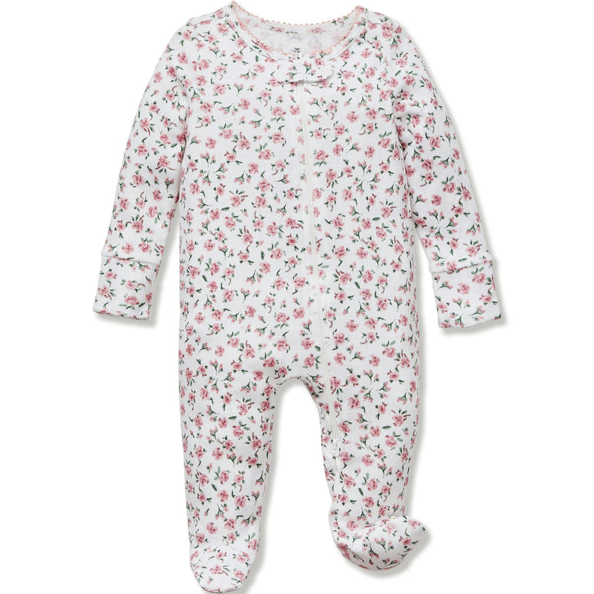Baby's Pointelle Footie Romper in Pink Floral