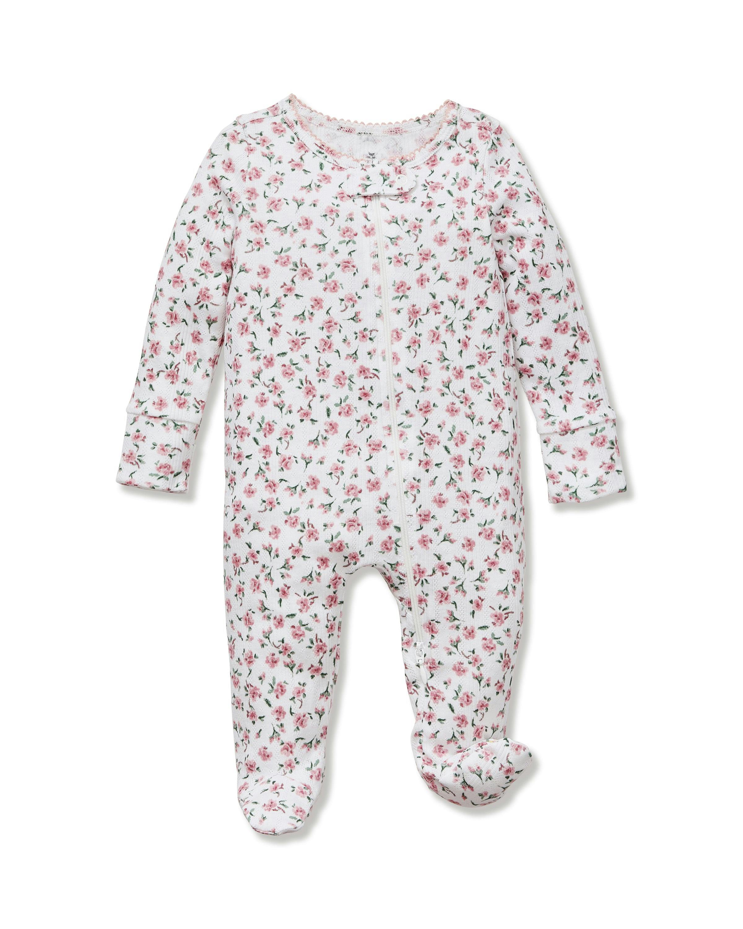 Baby's Pointelle Footie Romper in Pink Floral