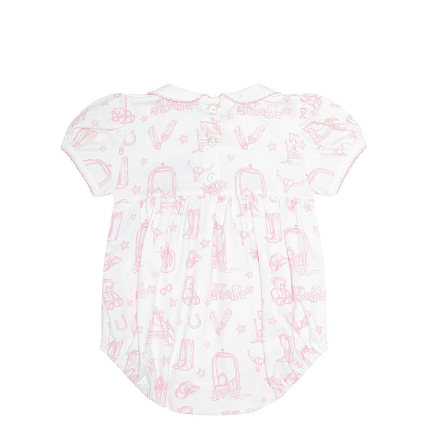 Pink Lone Star Toile Smocked Bubble