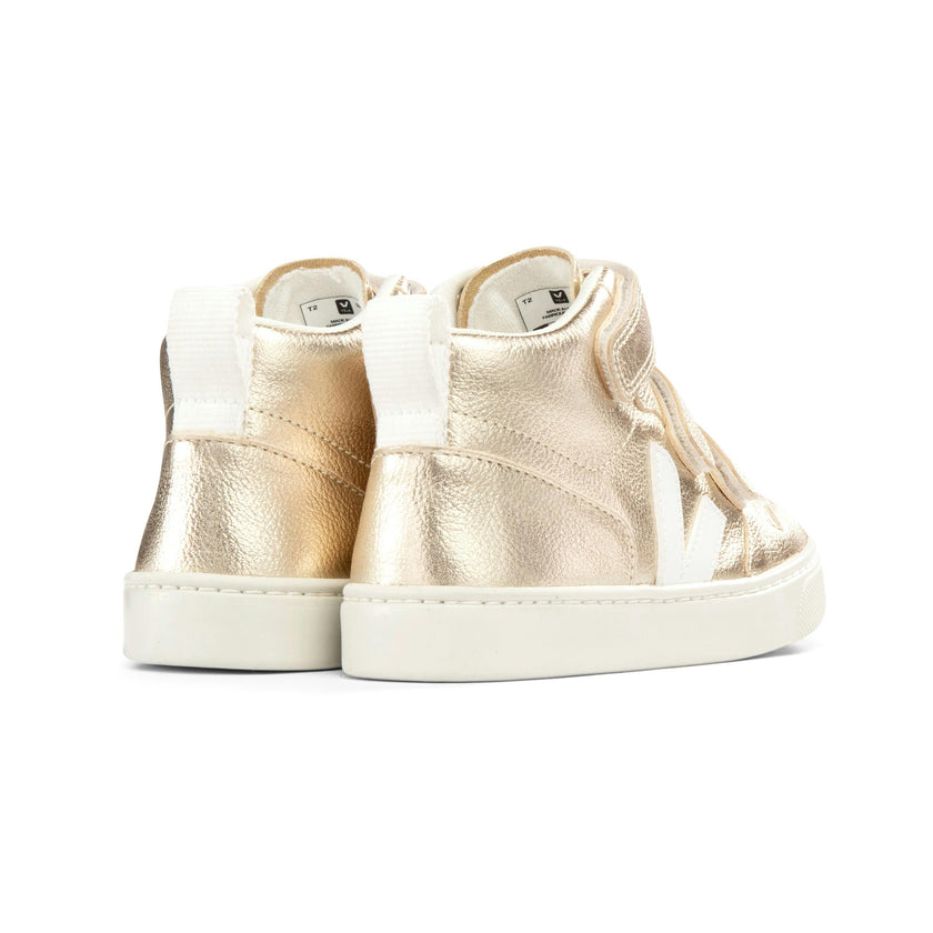 VEJA V-10 High Top Velcro Sneakers - Platine