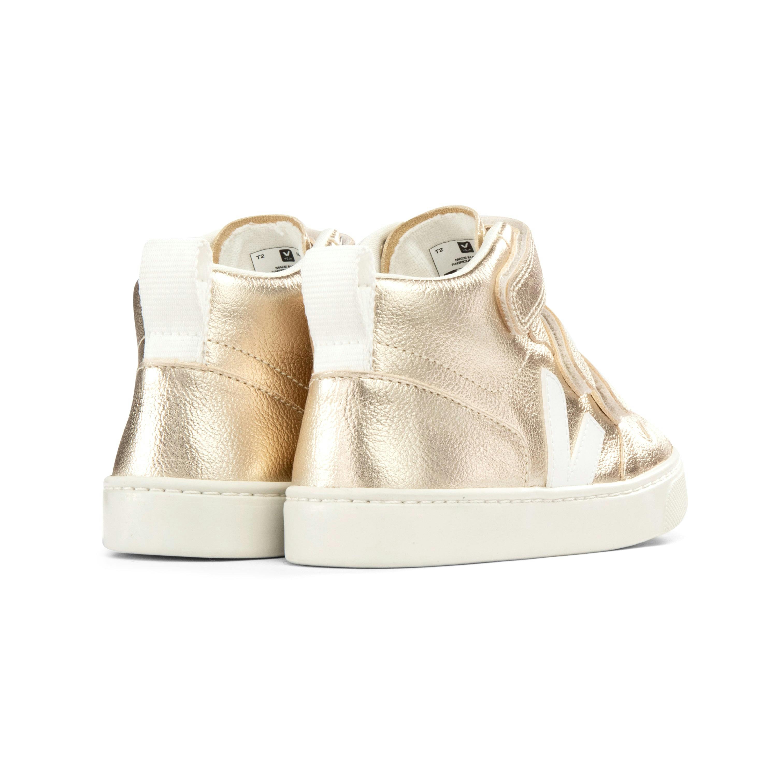 VEJA V-10 High Top Velcro Sneakers - Platine