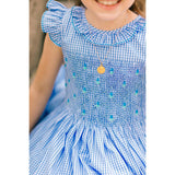 Tulip Gingham Frilled Cap Sleeve Smocked Dress