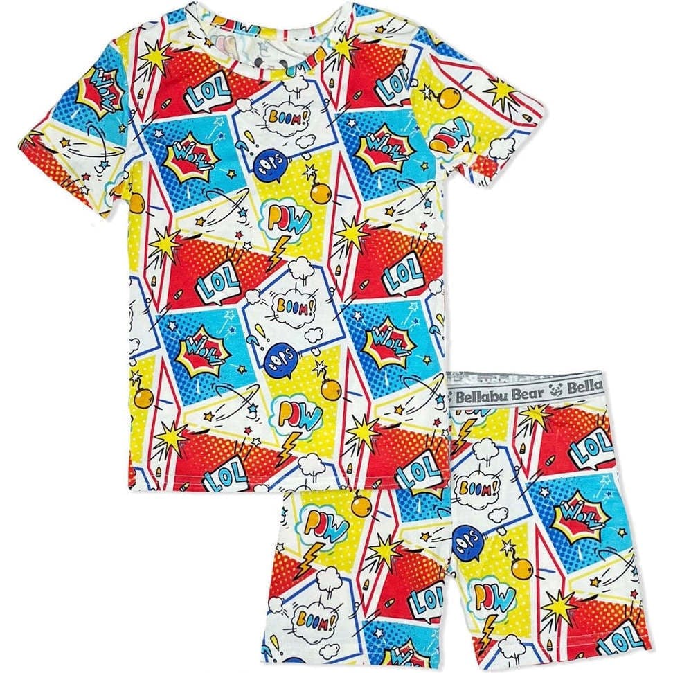 Comic Hero Bamboo Kids Pajama Short Set