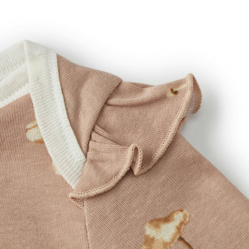 Mushroom Organic Cotton Ruffle Long Sleeve One Piece
