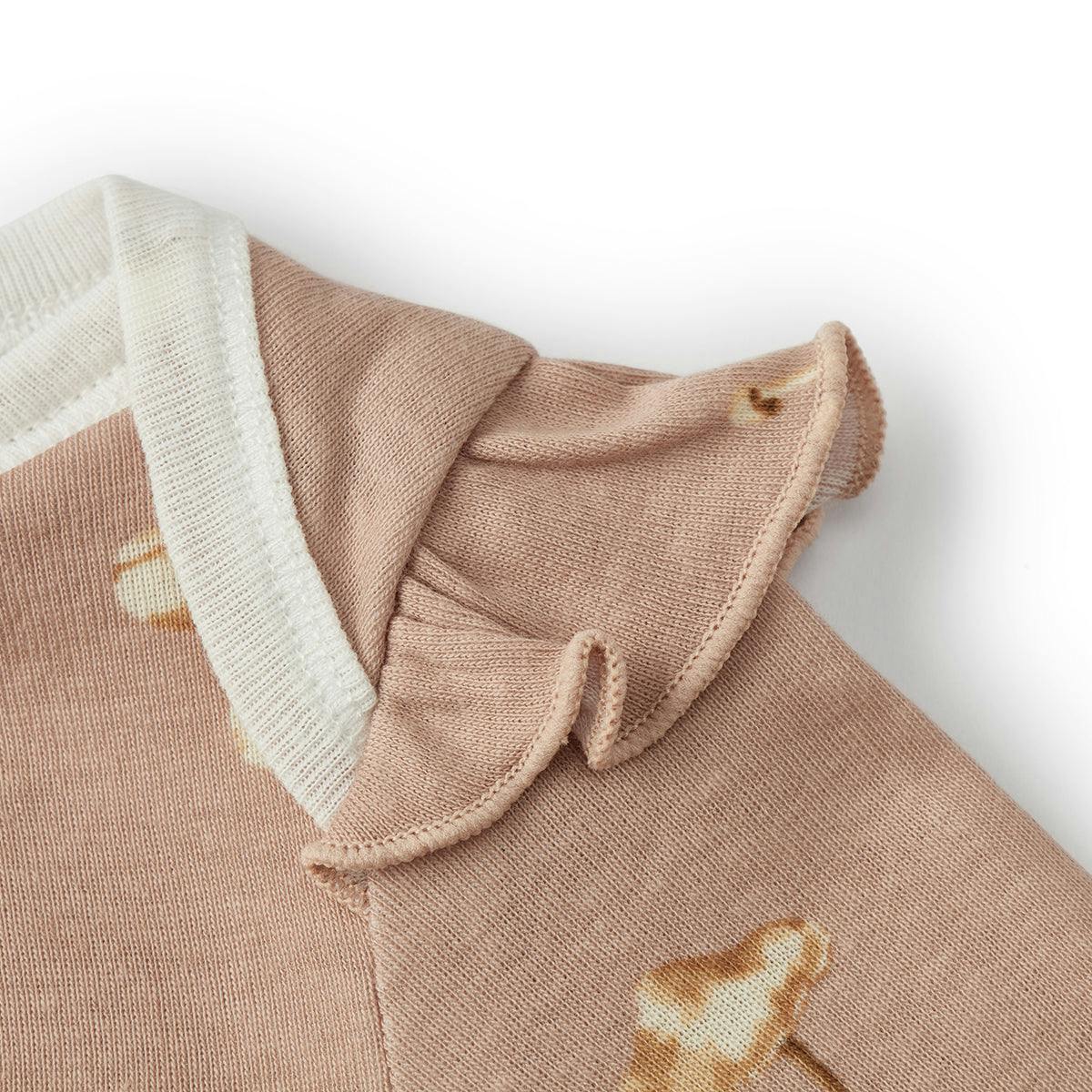 Mushroom Organic Cotton Ruffle Long Sleeve One Piece