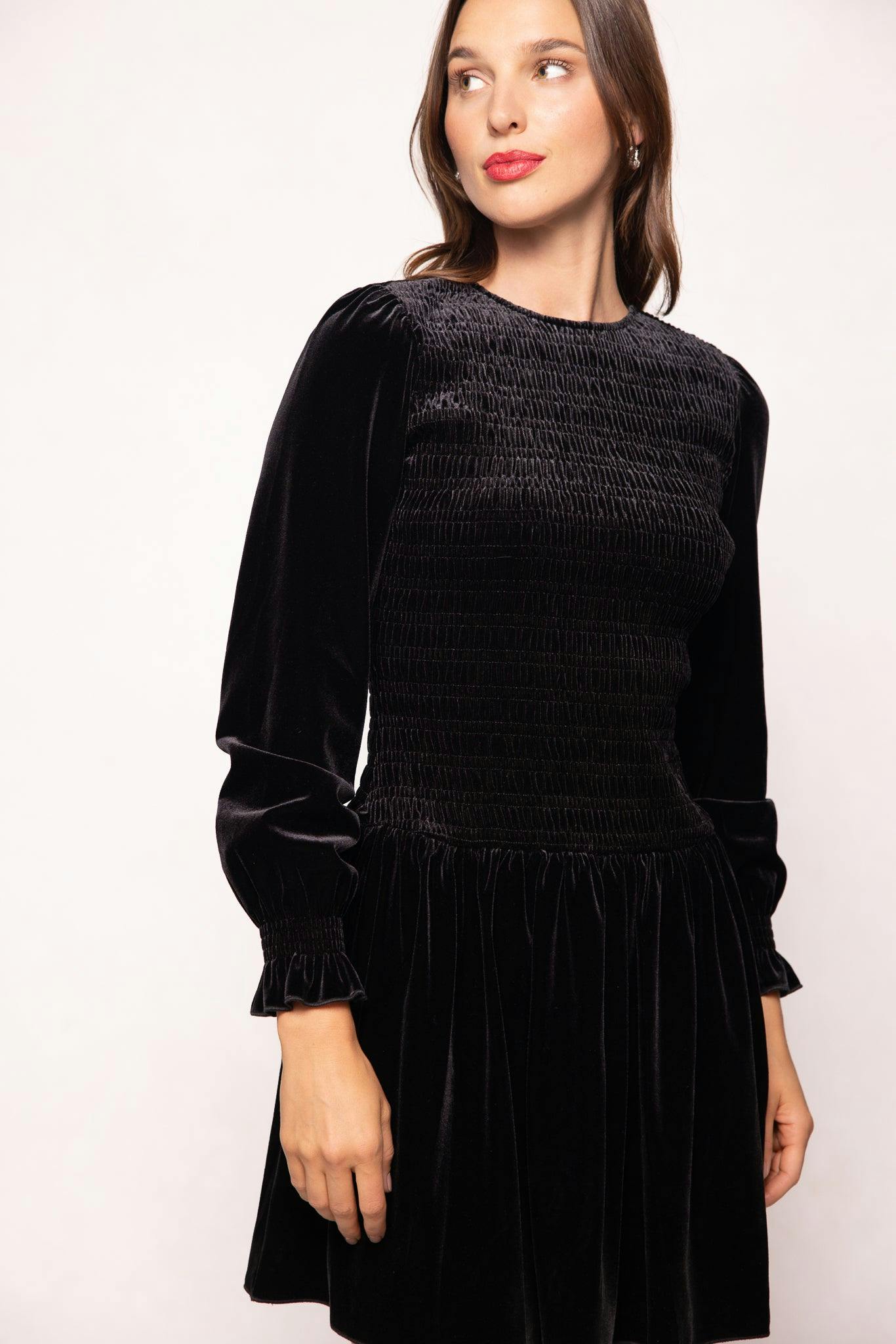 Lena Dress in Black Velvet