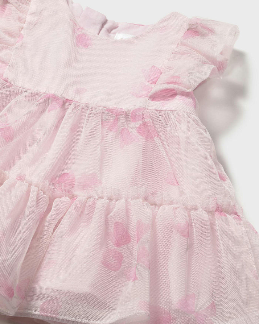 Pink Baby Dress With Floral Overlay