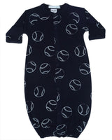 Baby Converter Gown - Baseballs on Navy