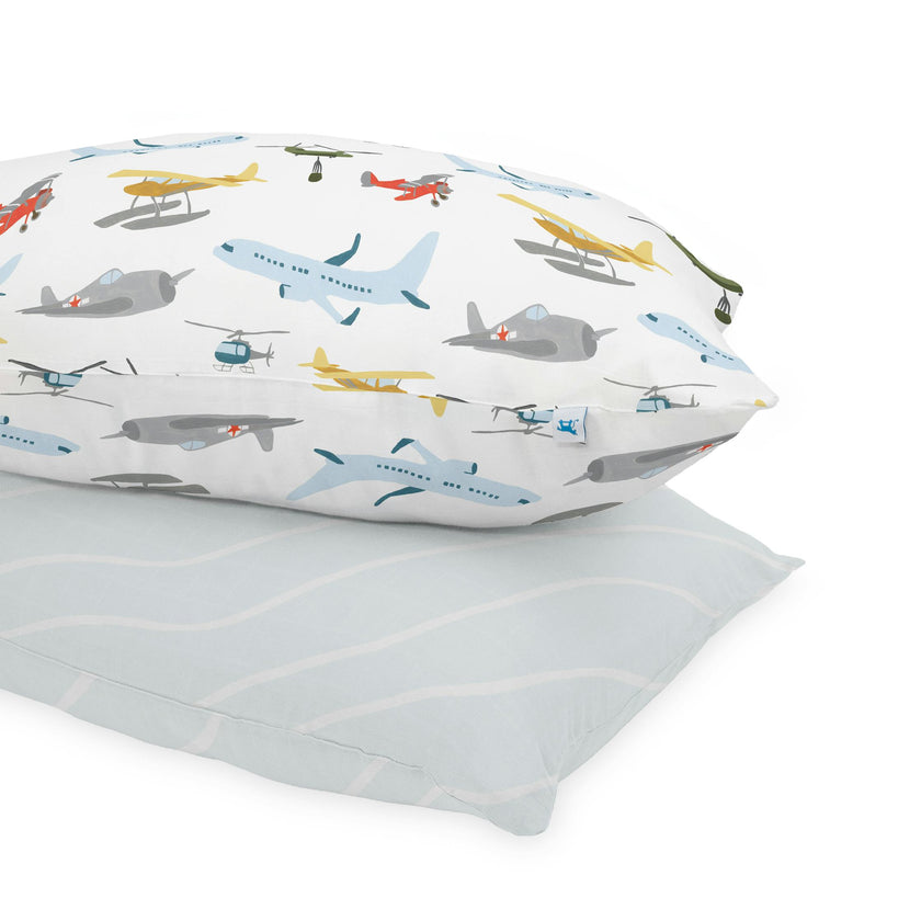 Cotton Muslin Pillowcase 2 Pack - Air Show
