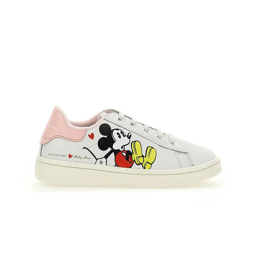 White Mickey Tab Laced Sneakers