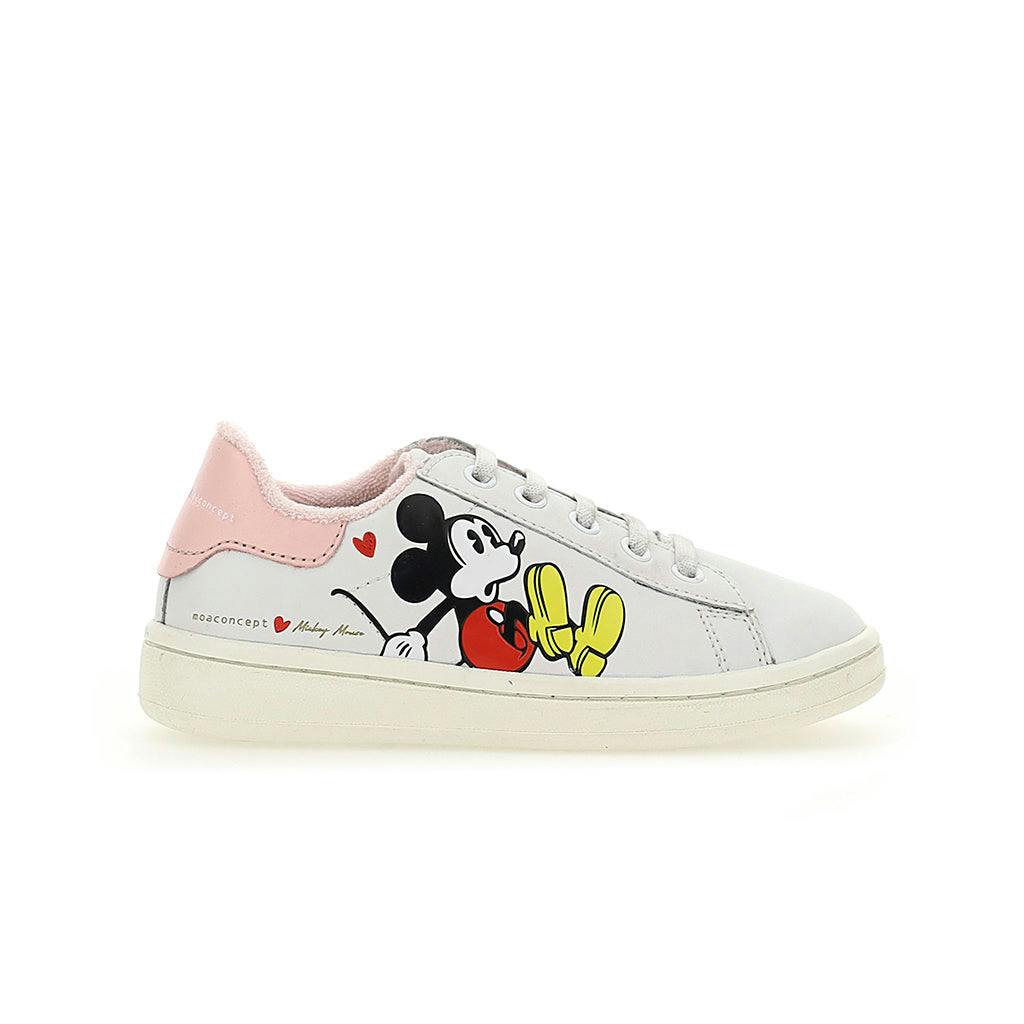 White Mickey Tab Laced Sneakers