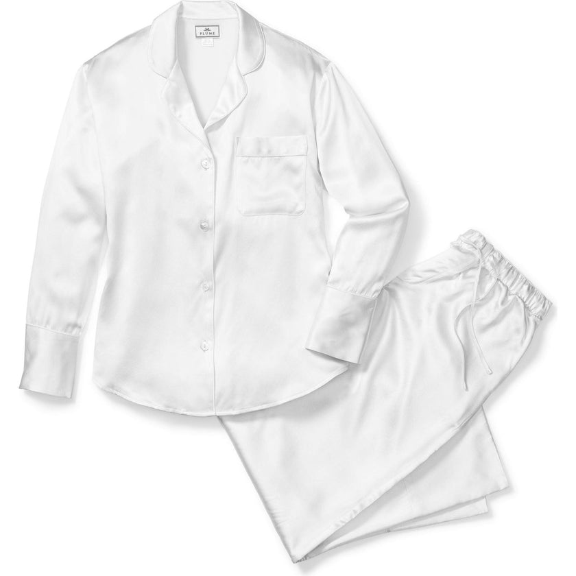 Women's Silk Pajama Set in White