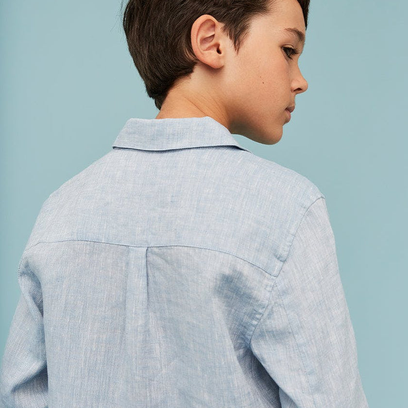 Blue Denim 100% Linen Shirt