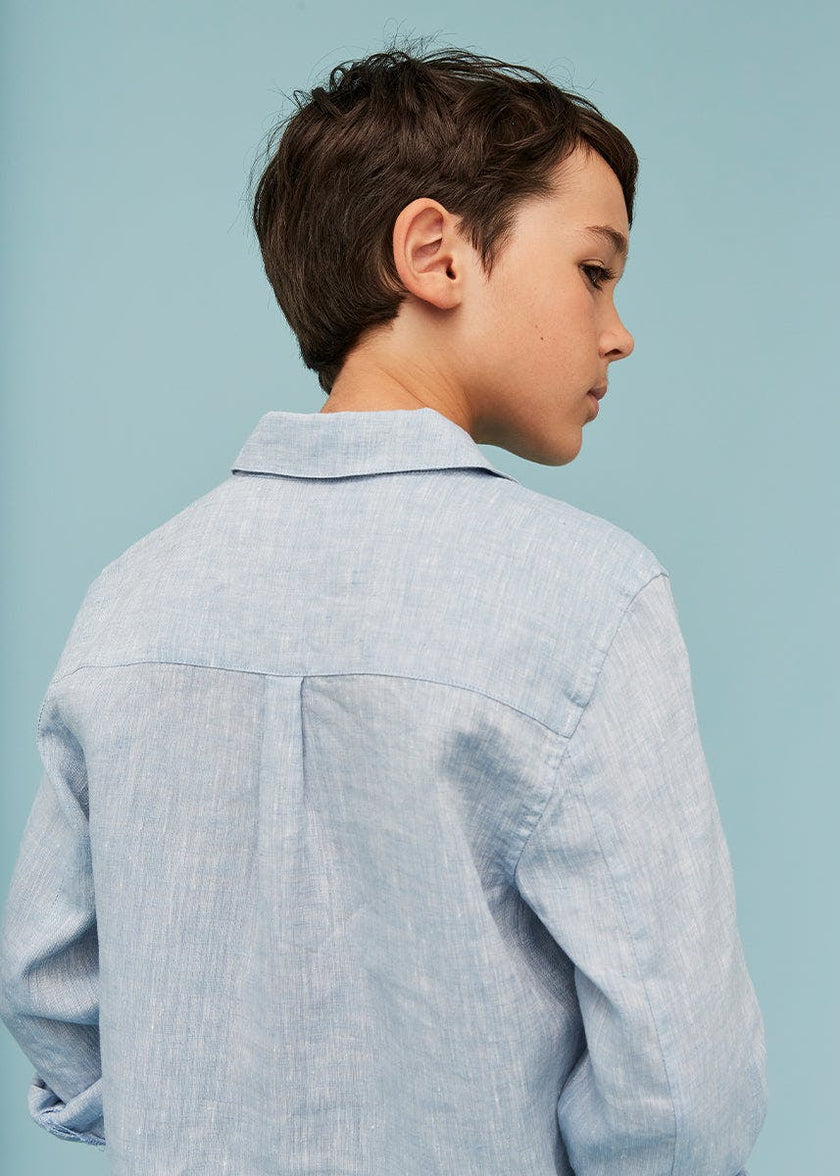 Blue Denim 100% Linen Shirt