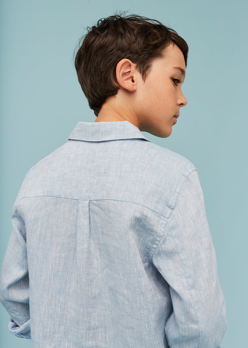 Blue Denim 100% Linen Shirt