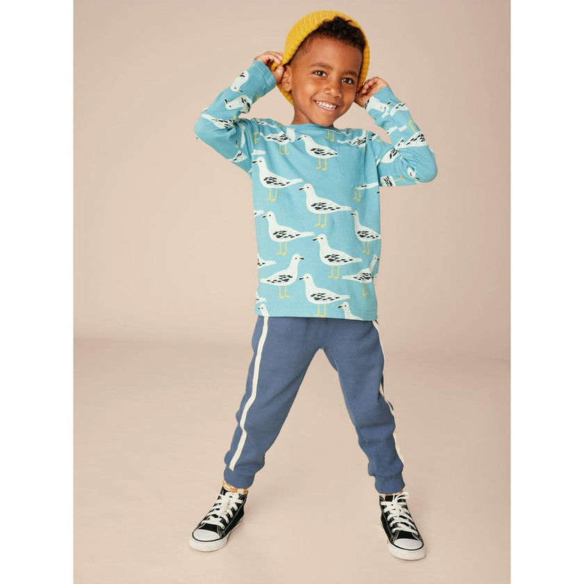Long Sleeve Printed Pocket Tee, Blue