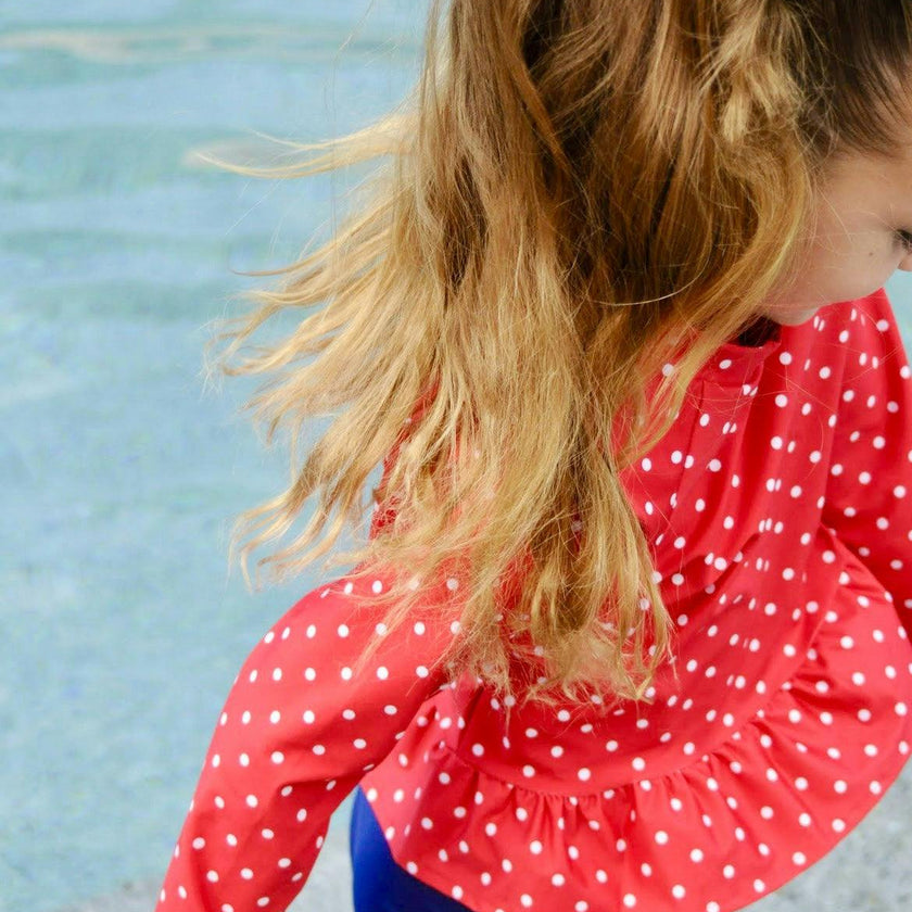 Polka Dot Rashguard Swimsuit