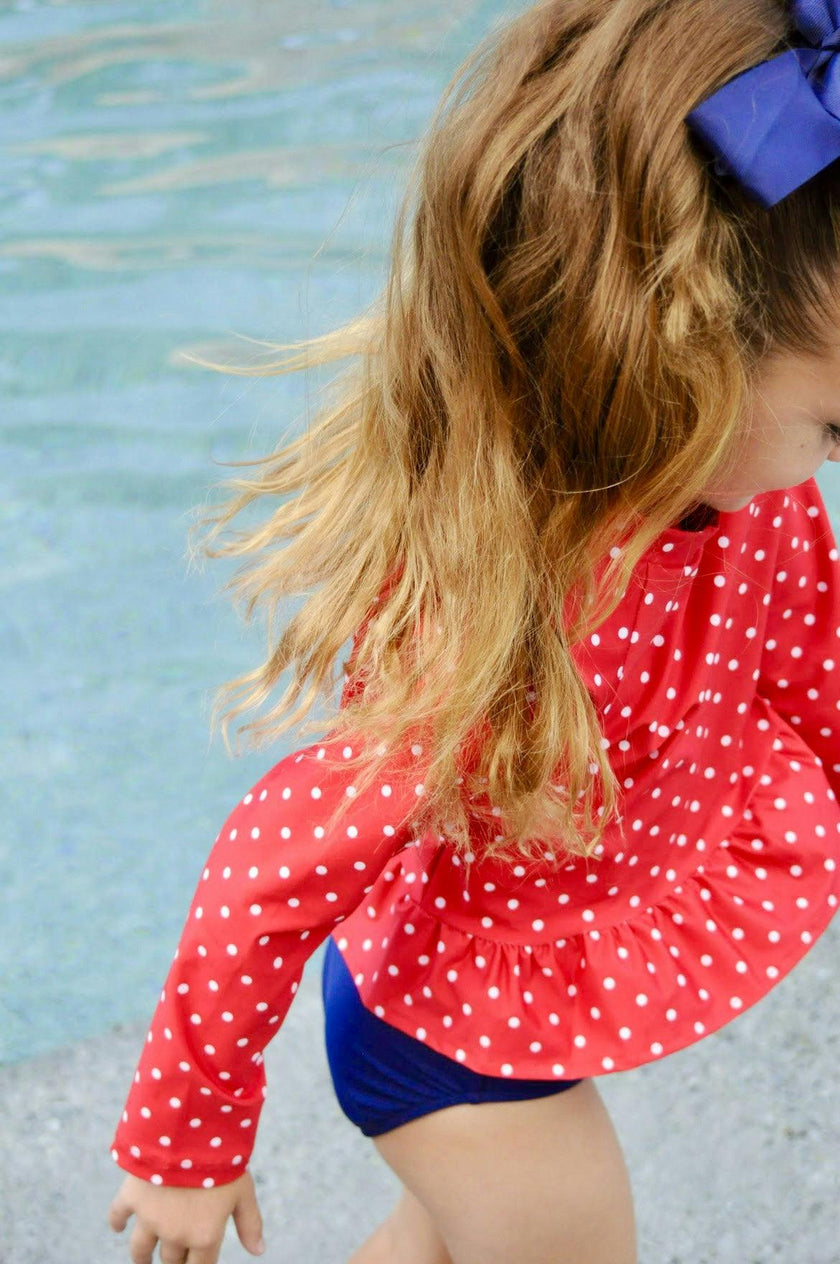 Polka Dot Rashguard Swimsuit