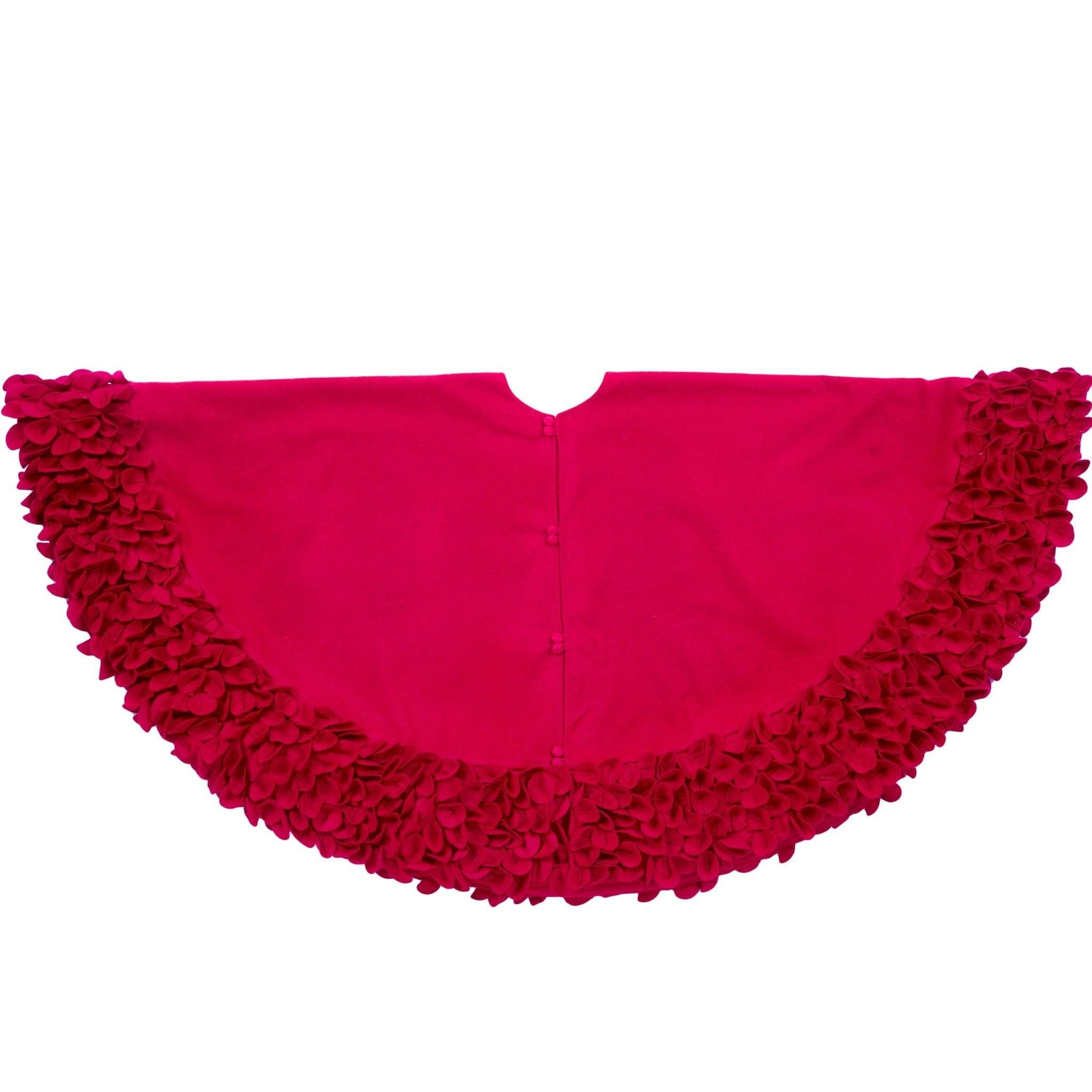 Red Calla Lily Flower Border Christmas Tree Skirt Wool - 60