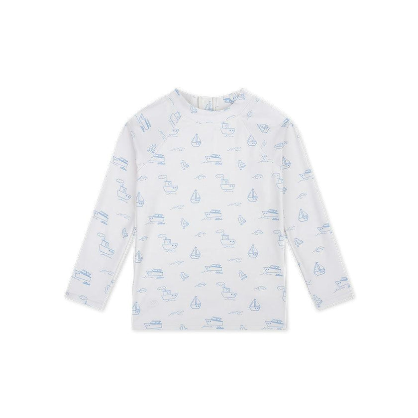 UV Swim Shirt Long Sleeves - Beige/Blue - Seas The Day