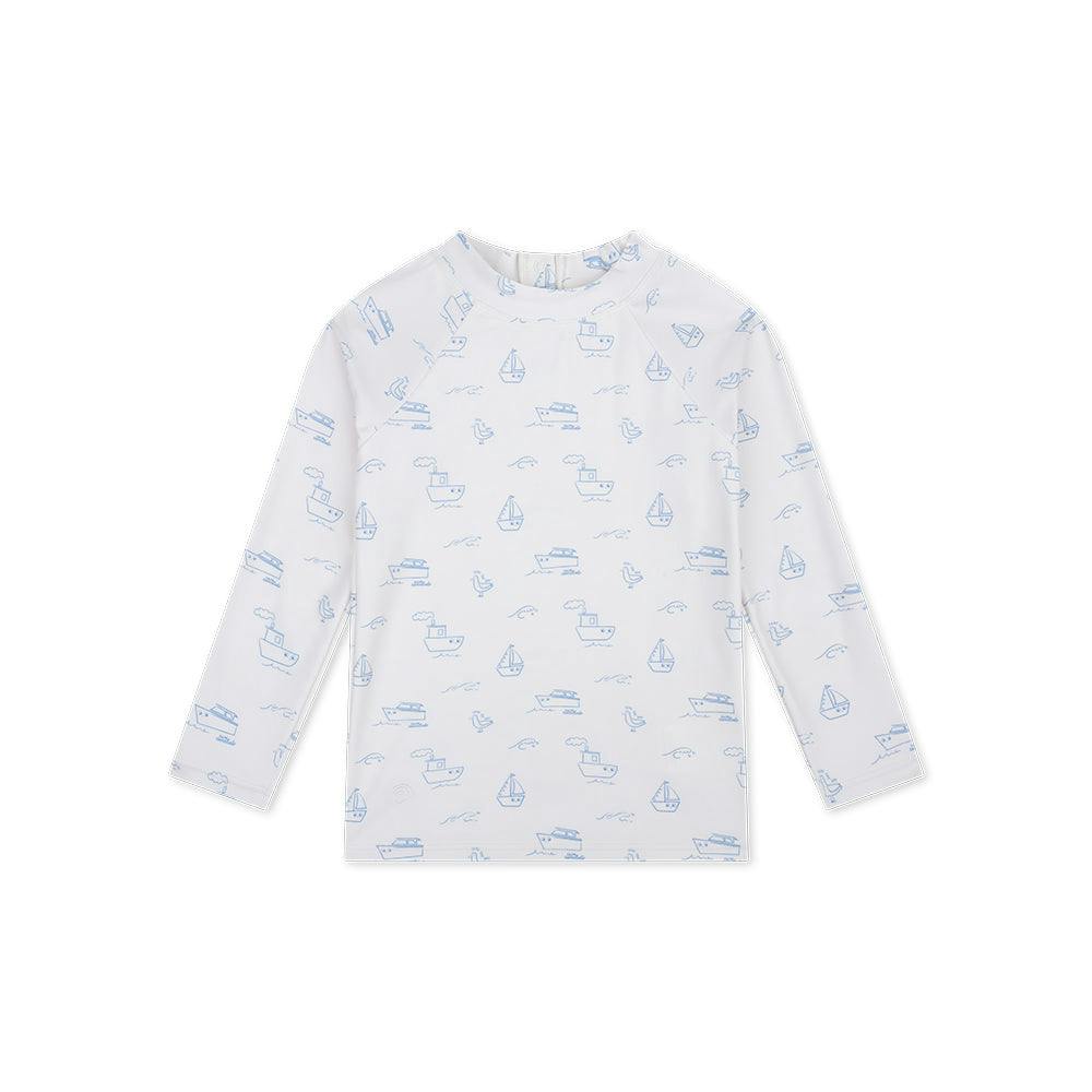 UV Swim Shirt Long Sleeves - Beige/Blue - Seas The Day
