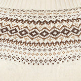 Organic Long Sleeve Turtleneck Intarsia Sweater Dress, White