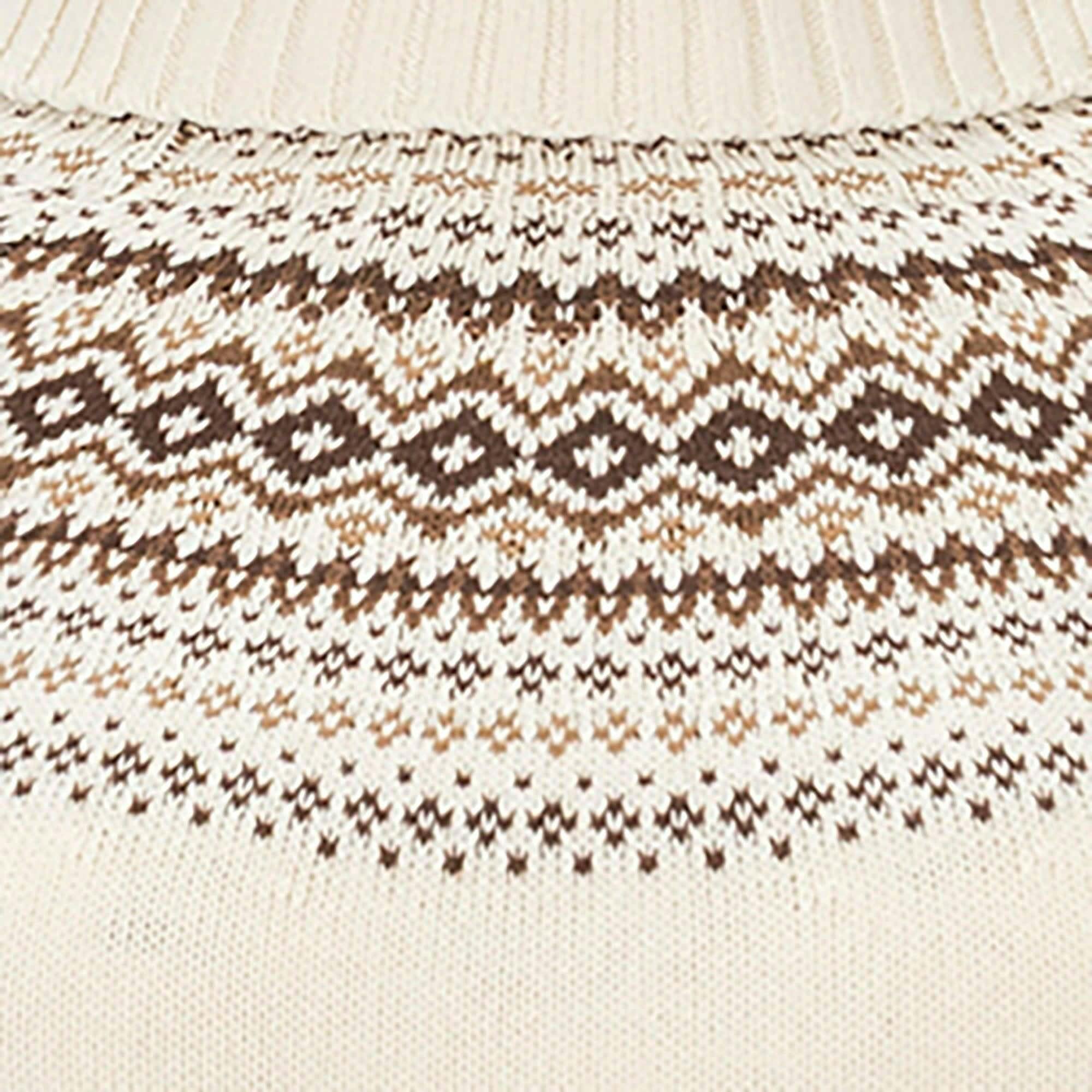 Organic Long Sleeve Turtleneck Intarsia Sweater Dress, White