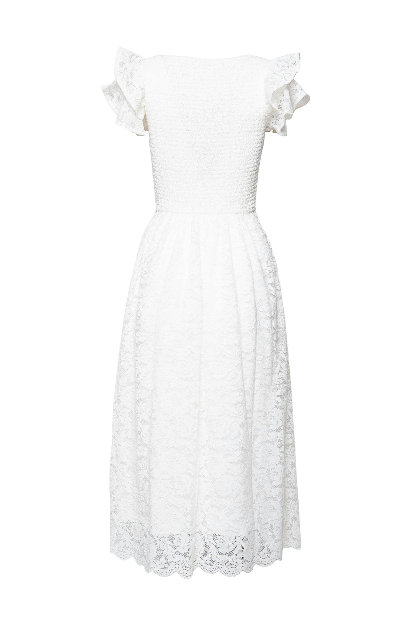 Hattie Dress in White Lace